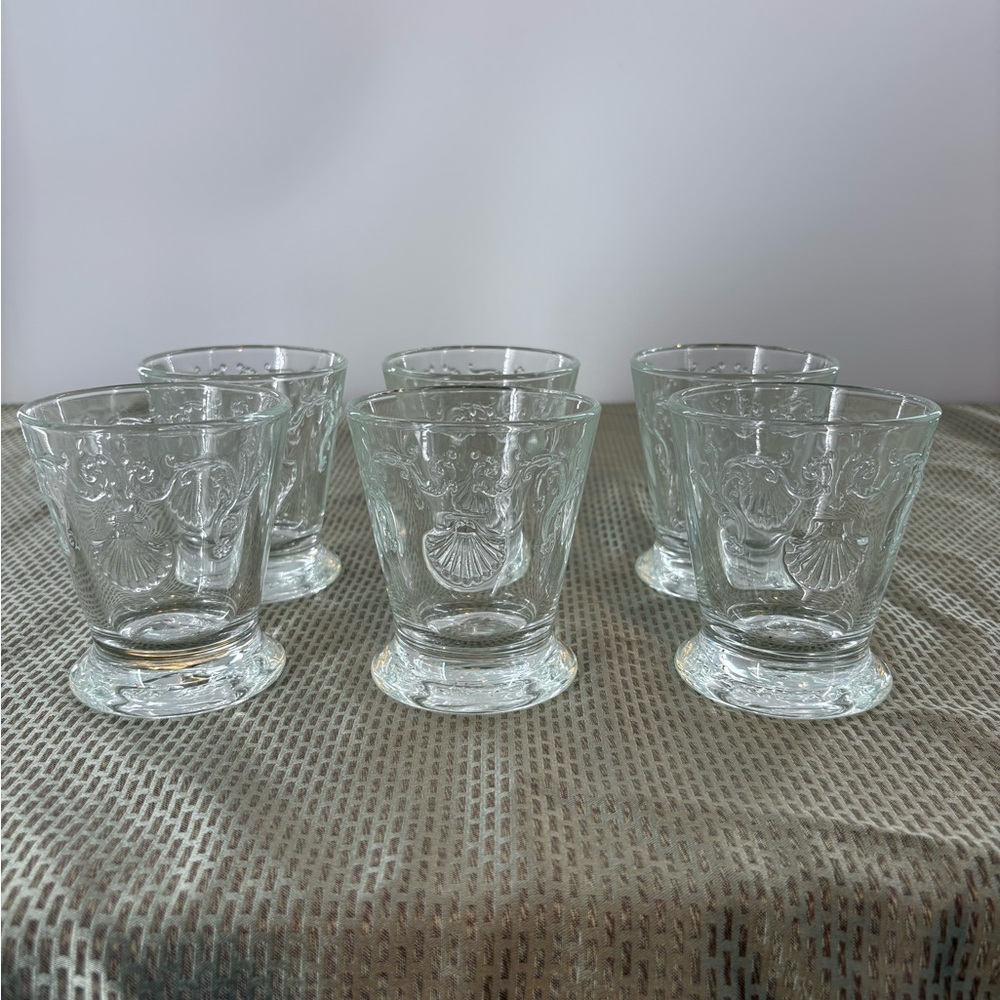 Set of 6 La Rochère Versailles Clear Glass Tumblers French Pressed Glass 8.5oz